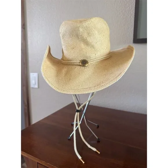 Shady Brady Unisex Cowboy Hat L Beige Western Summer Casual - Picture 2 of 8